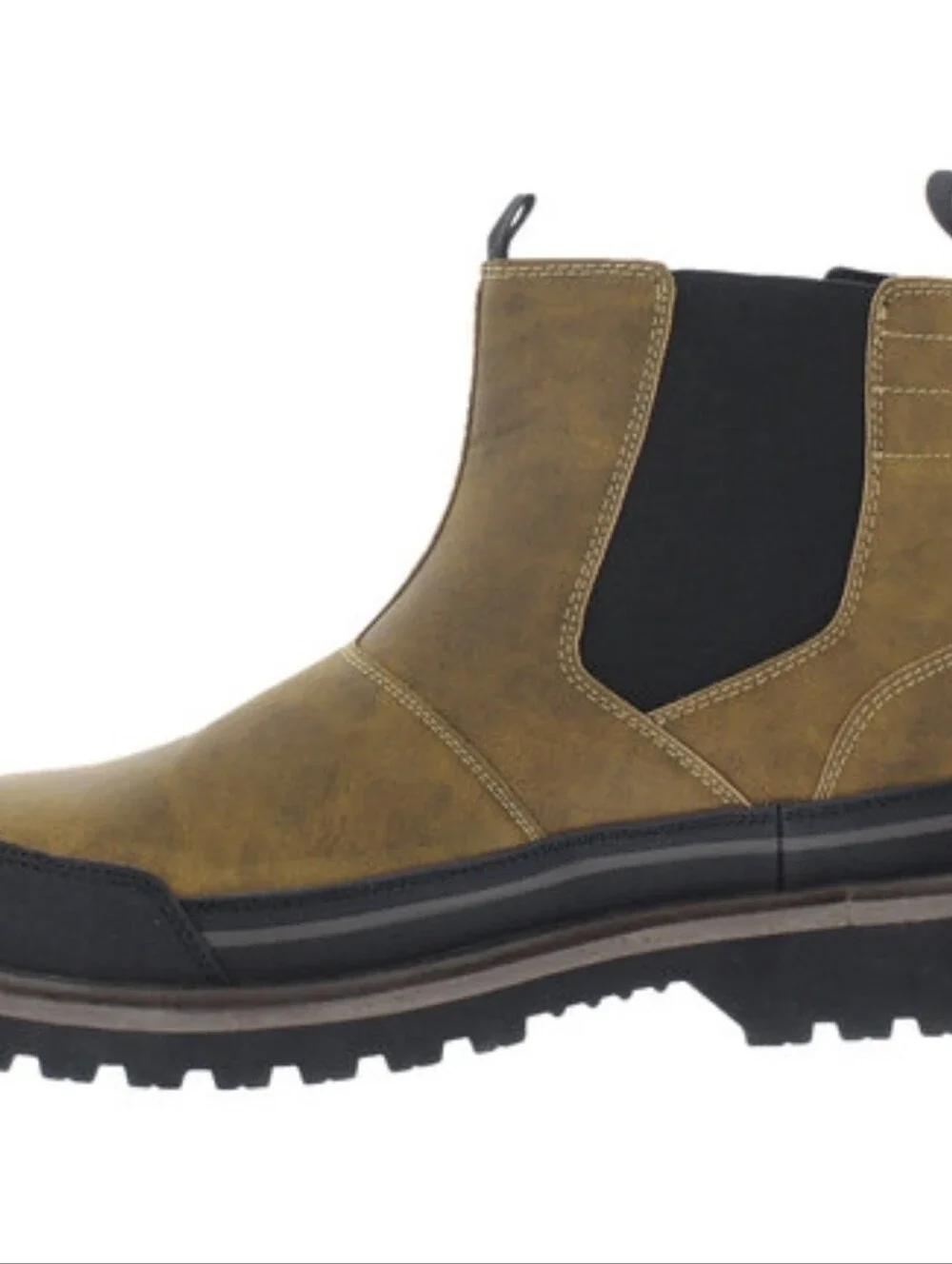 Eddie Bauer Brown Leather Pull-On Chelsea Men's Ankle Boots Waterproof Steel Toe